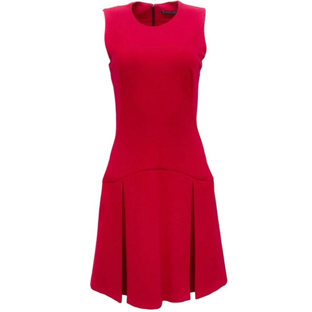 Alexander McQueen Red Sleeveless Pleated Dress.